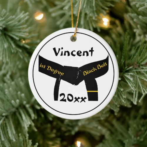Martial Arts 1st Degree Black Belt Rank Ceramic Ornament