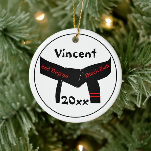 Martial Arts 2nd Degree Black Belt Red Ceramic Ornament