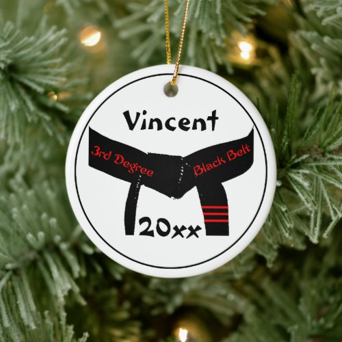 Martial Arts 3rd Degree Black Belt (Red) Ceramic Ornament