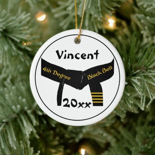Martial Arts 4th Degree Black Belt Ceramic Ornament
