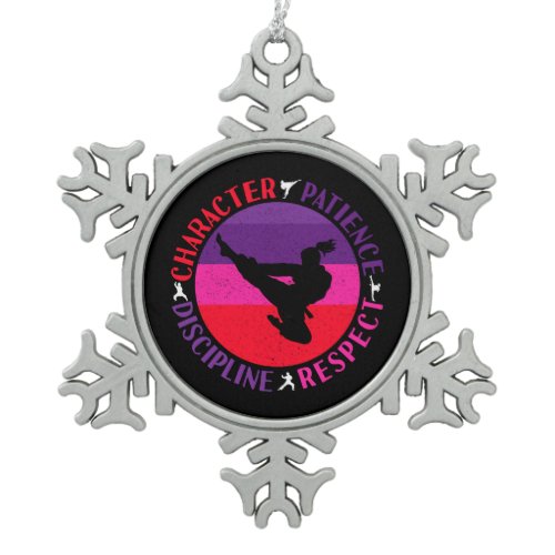 Martial Arts Core Values - Karate Snowflake Pewter Christmas Ornament