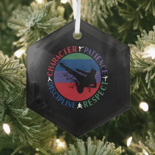 Martial Arts - Karate Core Values Glass Ornament