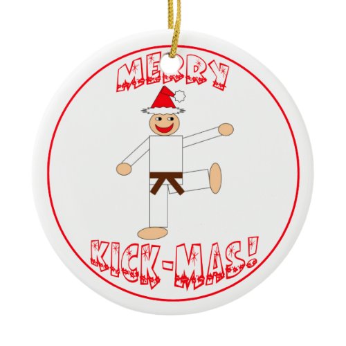 Martial Arts Merry Kick Mas Brown Belt Dated Ceramic Ornament