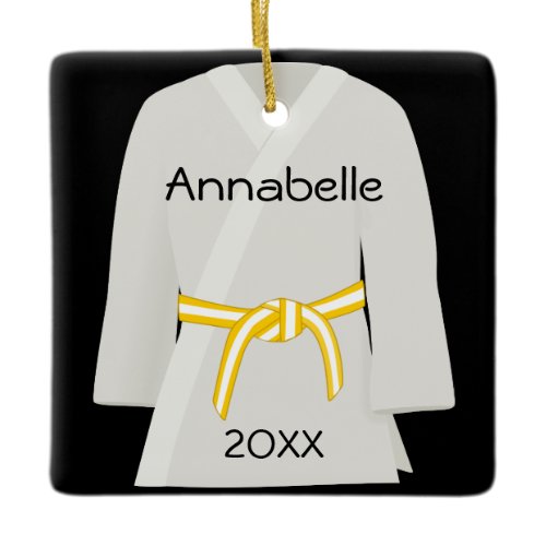 Martial Arts Yellow White Belt Ornament
