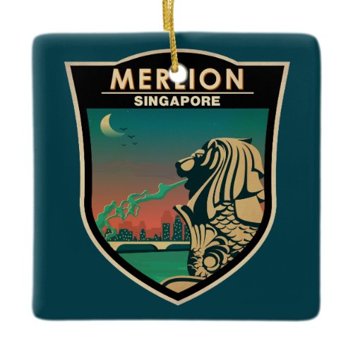 Merlion Singapore Travel Vintage Art Ceramic Ornament