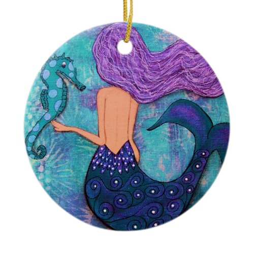 Mermaid and Seahorse Ornament
