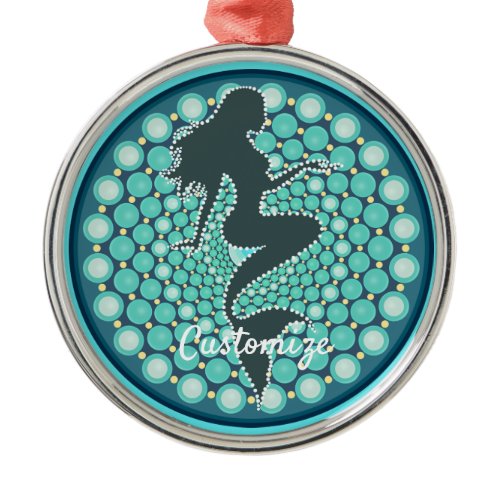 Mermaid Silhouette in Bubbles Thunder_Cove Metal O Ornament
