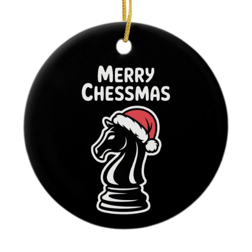 Merry Chessmas Christmas Chess Xmas Santa Hat Ceramic Ornament