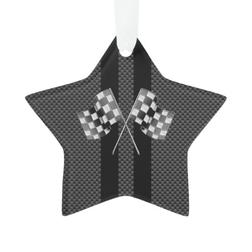 Modern Racing Flags Stripes in Carbon Fiber Style Ornament