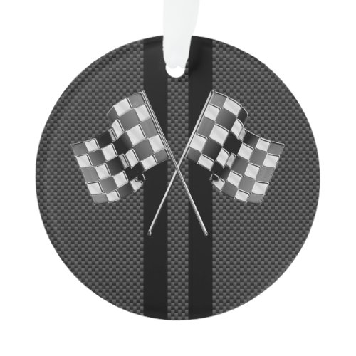 Modern Racing Flags Stripes in Carbon Fiber Style Ornament