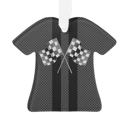 Modern Racing Flags Stripes in Carbon Fiber Style Ornament