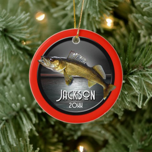 Moon Water &amp; Walleye Pike Ceramic Ornament