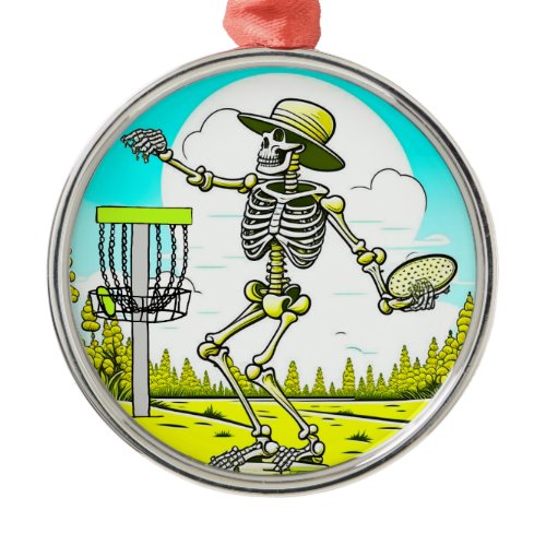 Never Too Old to Disc Golf | Skeleton Throwing Metal Ornament