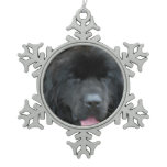 Newfoundland Dog Snowflake Pewter Christmas Ornament