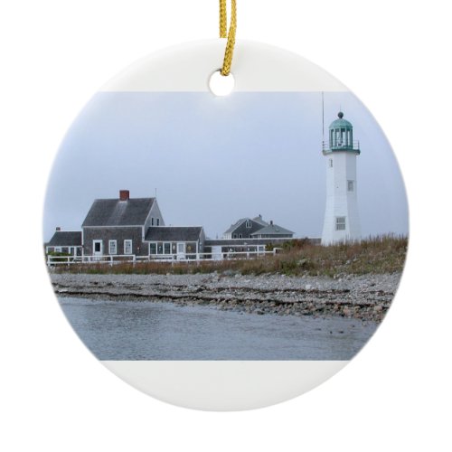 Old Scituate Lighthouse Massachusetts Ceramic Ornament