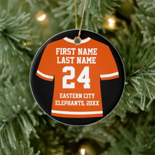 Orange Football Soccer Hockey Sports Jersey Ceramic Ornament