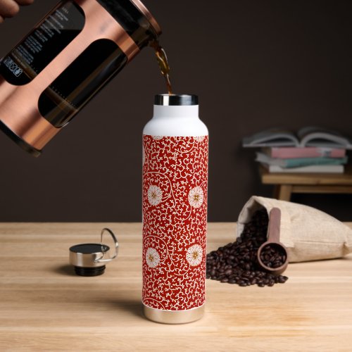 Owen Jones Chinese Ornament Red White Floral Water Bottle