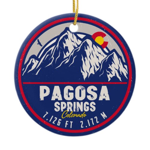 Pagosa Springs Colorado Retro Sunset Mountain Ceramic Ornament