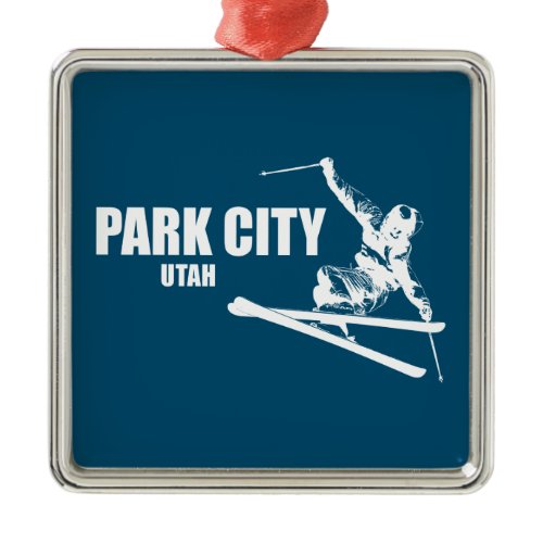 Park City Utah Skier Metal Ornament