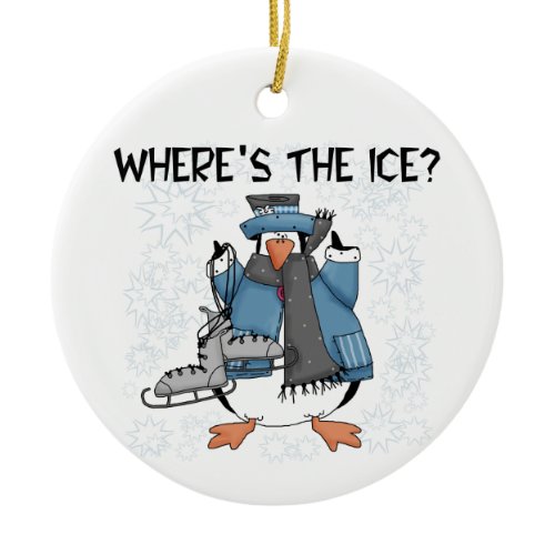 Penguin Ice Skating Tshirts and Gifts Ceramic Ornament