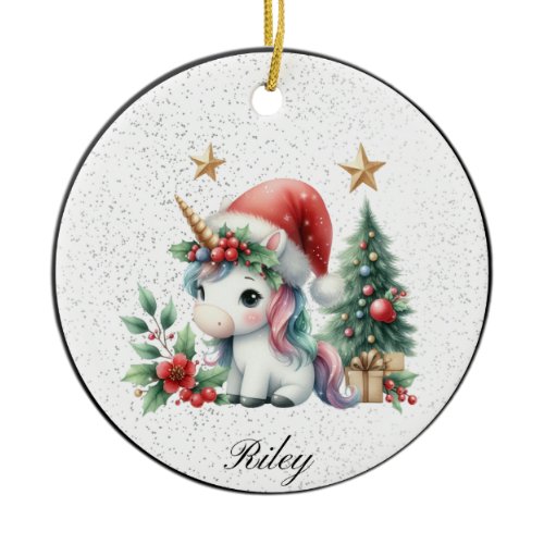 Personalized Christmas Unicorn Ornament