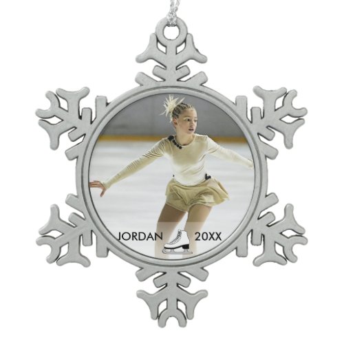 Personalized Figure Skating Skater Name Christmas Snowflake Pewter Christmas Ornament