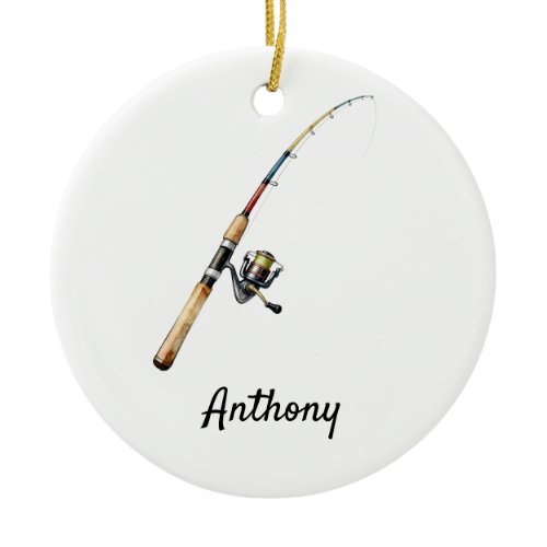 Personalized Fishing Rod Custom Name Ornament
