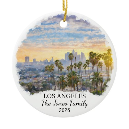Personalized Los Angeles Ornament, California Ceramic Ornament