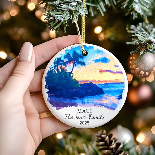 Personalized Maui Ornament, Hawaii Gift Ceramic Ornament
