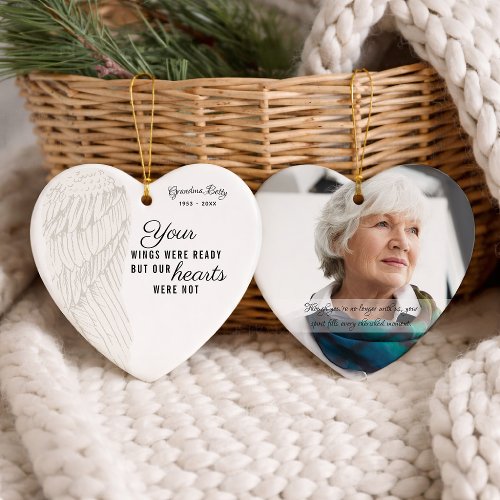 Personalized Memorial Photo Heart Ceramic Ornament