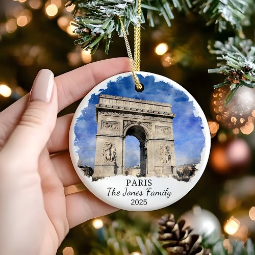 Personalized Paris Ornament, France Gift Ceramic Ornament