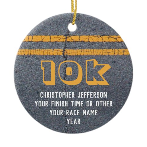Photo on Back Running Race 10k 5k Custom Ceramic Ornament