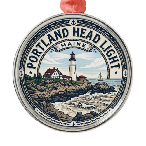 Portland Head Light Maine Metal Ornament