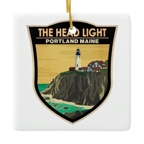 Portland Head Light Maine Vintage Art Ceramic Ornament