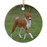 Prancing Basenji Dog Ceramic Ornament