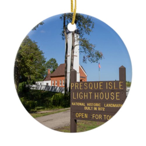 Presque Isle Lighthouse Ceramic Ornament