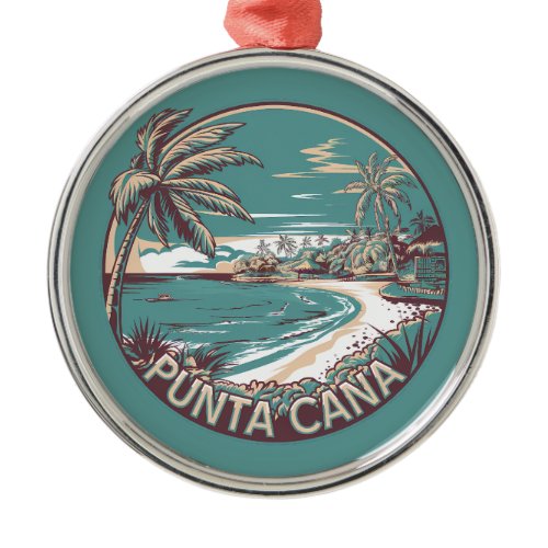 Punta Cana Dominican Republic Travel Art Badge Metal Ornament
