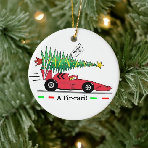 Racing Car Merry Xmas Christmas Ornament