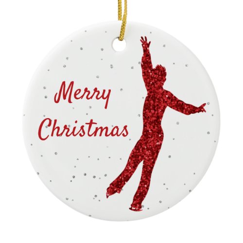 Red sparkle Figure skating ornament (man)