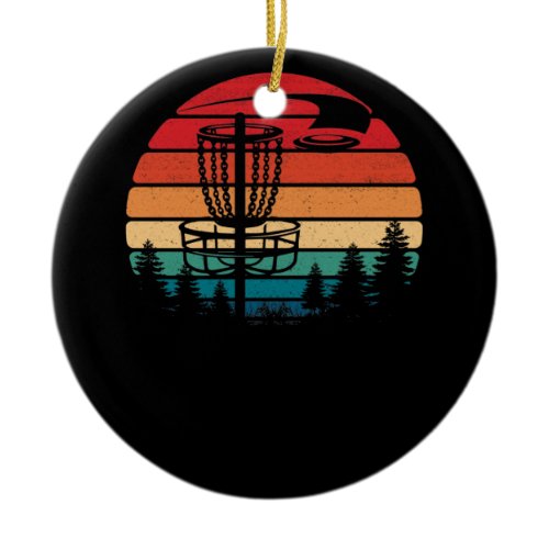 Retro Vintage Disc Golf Frolf Flying Disc Sport Ceramic Ornament