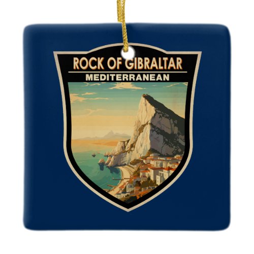Rock of Gibraltar Travel Art Vintage Ceramic Ornament