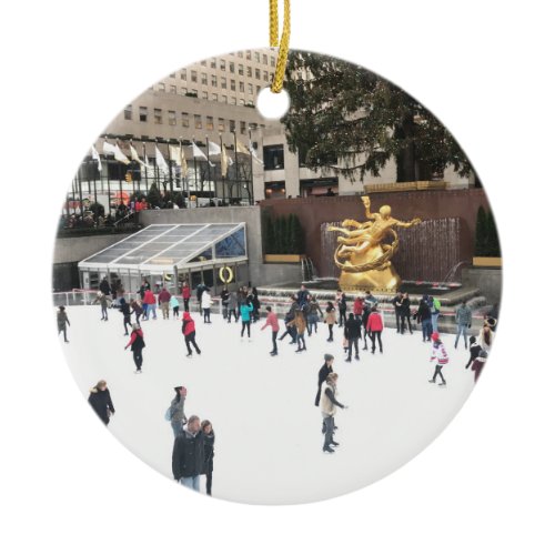 Rockefeller Center Ice Skating Rink NYC Photograph Ceramic Ornament
