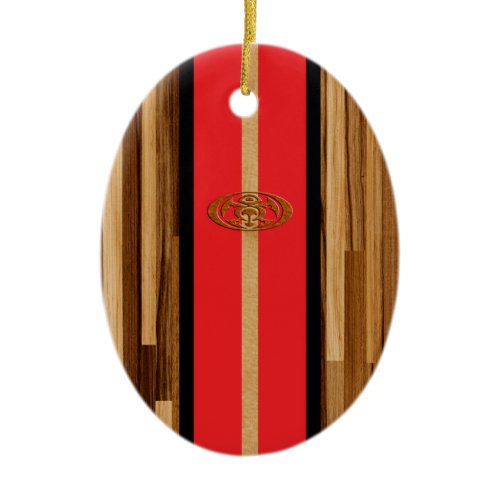 Rocky Point Hawaiian Engineered FauxWood Surfboard Ceramic Ornament