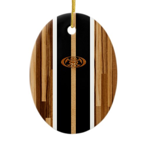 Rocky Point Hawaiian Engineered FauxWood Surfboard Ceramic Ornament
