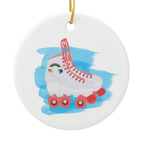 Roller Skates with Watercolor Splash Ceramic Ornament