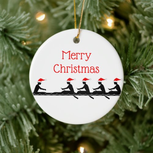 Rowing Rowers Crew Team Water Sports #4 Santa Hat Ceramic Ornament