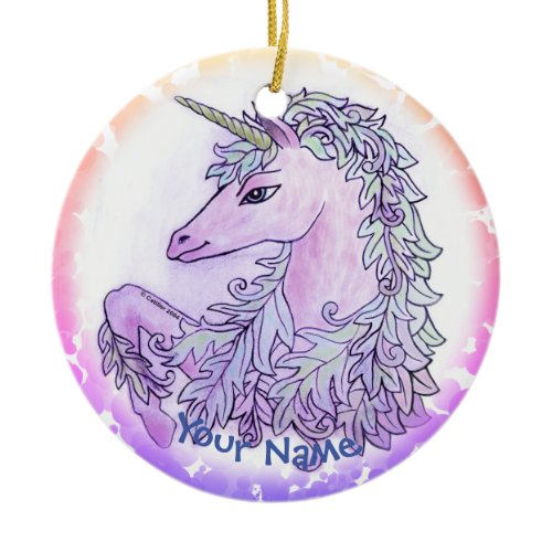 Royal Violet Unicorn Ceramic Ornament