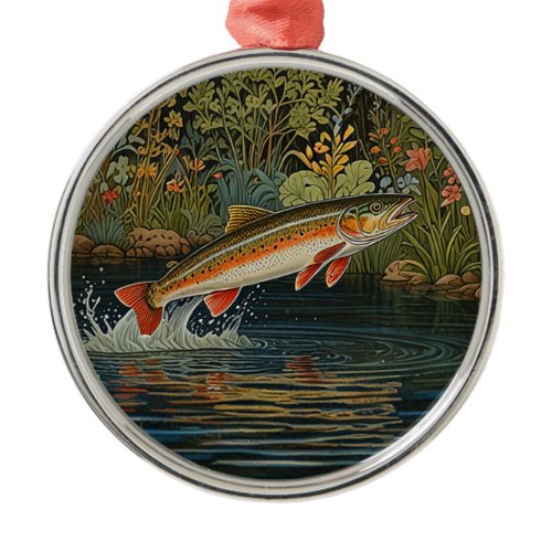 Rustic fish fishing fly fishing metal ornament