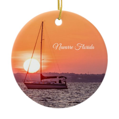 Sailboat Sunrise Circle Ornament