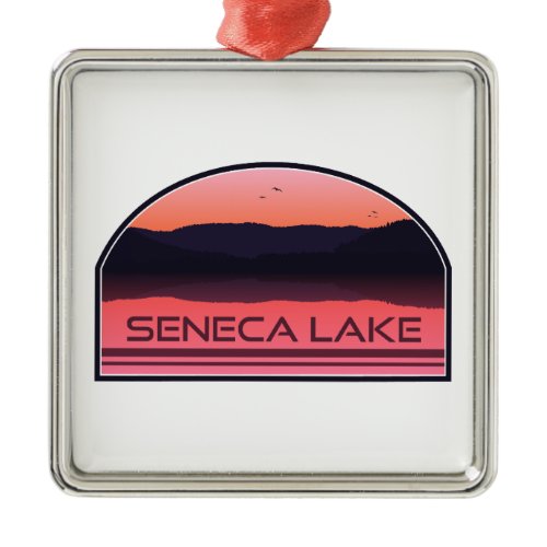 Seneca Lake New York Red Sunrise Metal Ornament